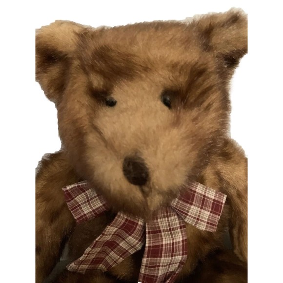 Vintage Wishpets Teddy Bear Plush 2000 Stuffed Animal Plaid Bow 18" Soft - Picture 2 of 11